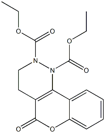 1,2,3,4-Tetrahydro-5-oxo-5H-[1]benzopyrano[4,3-c]pyridazine-1,2-dicarboxylic acid diethyl ester Struktur