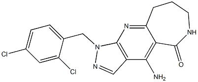 4-Amino-1-(2,4-dichlorobenzyl)-6,7,8,9-tetrahydro-1,2,6,10-tetraazacyclohept[f]inden-5(1H)-one Struktur