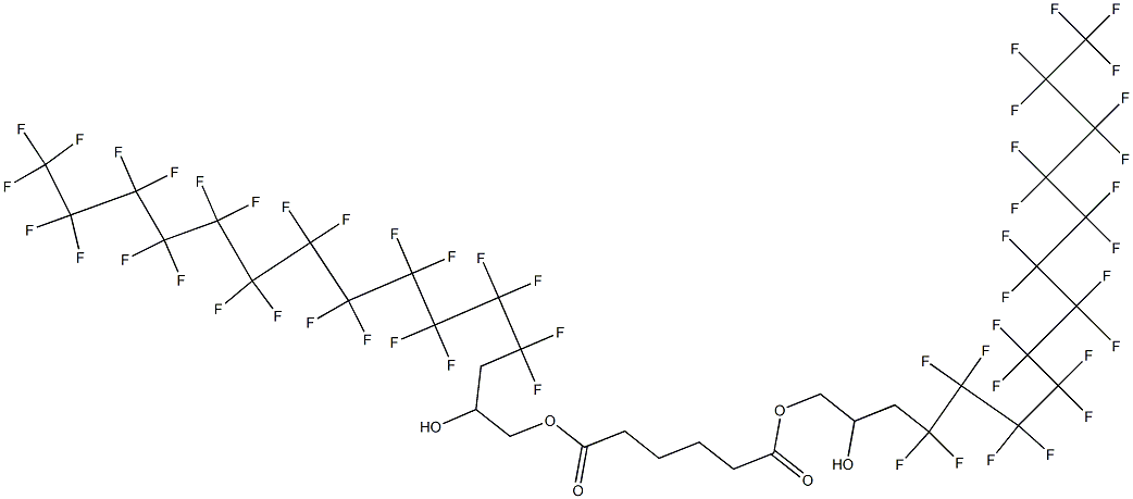 Adipic acid bis(4,4,5,5,6,6,7,7,8,8,9,9,10,10,11,11,12,12,13,13,14,14,15,15,15-pentacosafluoro-2-hydroxypentadecyl) ester Struktur