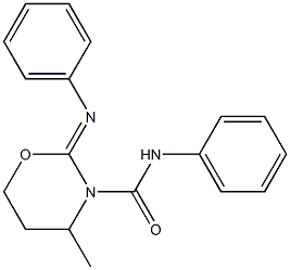 2-Phenylimino-3-(phenylaminocarbonyl)-4-methyltetrahydro-2H-1,3-oxazine Struktur