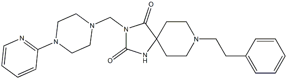 8-Phenethyl-3-[[4-(2-pyridyl)piperazino]methyl]-1,3,8-triazaspiro[4.5]decane-2,4-dione Struktur