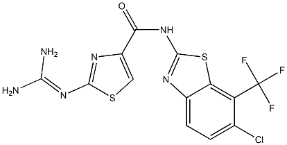 2-(Diaminomethyleneamino)-N-(6-chloro-7-trifluoromethyl-2-benzothiazolyl)thiazole-4-carboxamide Struktur