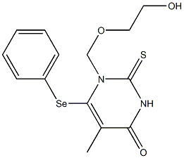 1,2-Dihydro-1-(2-hydroxyethoxymethyl)-5-methyl-6-phenylseleno-2-thioxopyrimidin-4(3H)-one Struktur