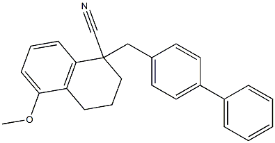 1-(4-Phenylbenzyl)-5-methoxy-1,2,3,4-tetrahydronaphthalene-1-carbonitrile Struktur