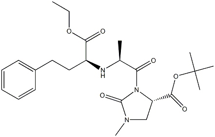 (4S)-3-[(2S)-2-[[(1S)-1-(Ethoxycarbonyl)-3-phenylpropyl]amino]propionyl]-1-methyl-2-oxo-4-imidazolidinecarboxylic acid=tert-butyl ester Struktur