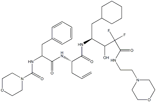 (4S)-4-[[(2S)-2-[2-(Morpholinocarbonyl)amino-3-phenylpropanoylamino]-4-pentenoyl]amino]-5-cyclohexyl-2,2-difluoro-3-hydroxy-N-(2-morpholinoethyl)pentanamide Struktur