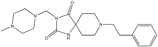 8-Phenethyl-3-[(4-methylpiperazino)methyl]-1,3,8-triazaspiro[4.5]decane-2,4-dione Struktur