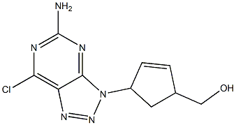 5-Amino-7-chloro-3-(4-hydroxymethyl-2-cyclopentenyl)-3H-1,2,3-triazolo[4,5-d]pyrimidine Struktur