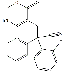 1-Amino-4-cyano-3,4-dihydro-4-(2-fluorophenyl)naphthalene-2-carboxylic acid methyl ester Struktur