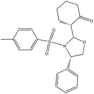 (2S)-2-[(2S,4S)-4-Phenyl-3-(4-methylphenylsulfonyl)oxazolidin-2-yl]-1-cyclohexanone Struktur