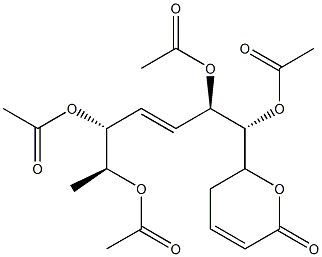 (R)-5,6-Dihydro-6-[(1R,2R,3E,5R,6S)-1,2,5,6-tetraacetoxy-3-hepten-1-yl]-2H-pyran-2-one Struktur