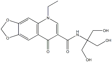 1,4-Dihydro-1-ethyl-4-oxo-6,7-(methylenedioxy)-N-[1,1-bis(hydroxymethyl)-2-hydroxyethyl]quinoline-3-carboxamide Struktur