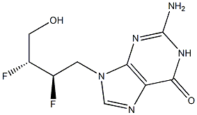 2-Amino-9-[(2R,3R)-2,3-difluoro-4-hydroxybutyl]-1,9-dihydro-6H-purin-6-one Struktur