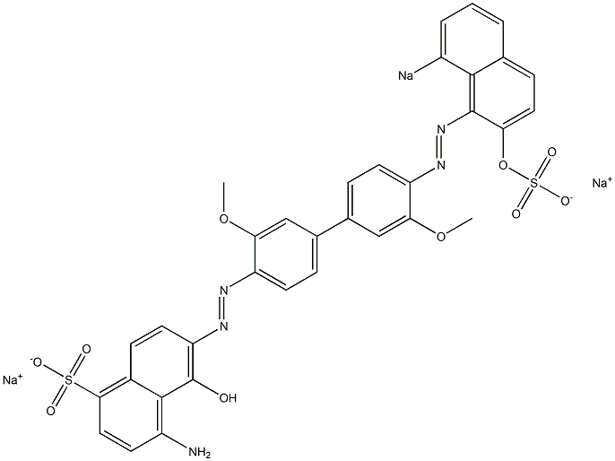 4-Amino-5-hydroxy-6-[[4'-[(2-hydroxy-8-sodiosulfo-1-naphthalenyl)azo]-3,3'-dimethoxy-1,1'-biphenyl-4-yl]azo]naphthalene-1-sulfonic acid sodium salt Struktur