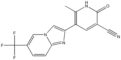 2-[(3-Cyano-6-methyl-1,2-dihydro-2-oxopyridin)-5-yl]-6-(trifluoromethyl)imidazo[1,2-a]pyridine Struktur