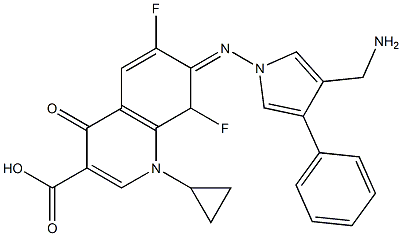 7-[3-[(Amino)methyl]-4-phenylpyrrolizino]-1-cyclopropyl-6,8-difluoro-1,4-dihydro-4-oxo-3-quinolinecarboxylic acid Struktur