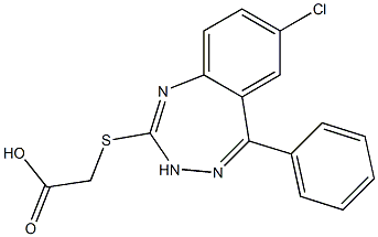 [(5-Phenyl-7-chloro-3H-1,3,4-benzotriazepin-2-yl)thio]acetic acid Struktur