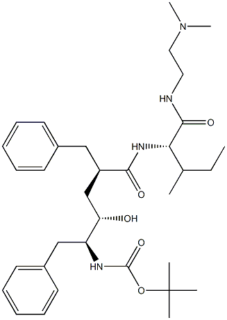 (2S)-2-[[(2R,4S,5S)-5-(tert-Butoxycarbonylamino)-2-benzyl-4-hydroxy-6-phenylhexanoyl]amino]-N-(2-dimethylaminoethyl)-3-methylpentanamide Struktur