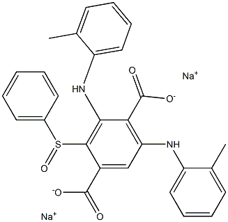 2-(Phenylsulfinyl)-3,5-di(o-toluidino)terephthalic acid disodium salt Struktur