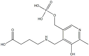 4-[[(2-Methyl-5-[(phosphonooxy)methyl]-3-hydroxypyridin-4-yl)methyl]amino]butyric acid Struktur