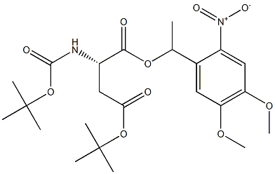 N-(tert-Butoxycarbonyl)aspartic acid 1-[1-(4,5-dimethoxy-2-nitrophenyl)ethyl]4-tert-butyl ester Struktur