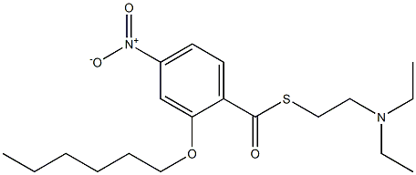 2-(Hexyloxy)-4-nitrothiobenzoic acid S-[2-(diethylamino)ethyl] ester Struktur