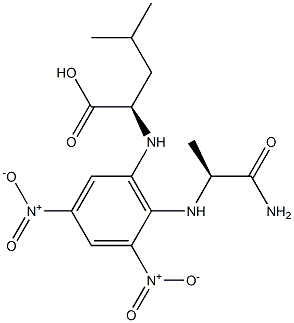 (S)-2-[[6-[[(R)-1-Carboxy-3-methylbutyl]amino]-2,4-dinitrophenyl]amino]propanamide Struktur