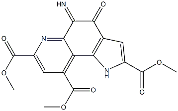 4,5-Dihydro-4-oxo-5-imino-1H-pyrrolo[2,3-f]quinoline-2,7,9-tricarboxylic acid trimethyl ester Struktur