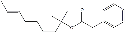 Phenylacetic acid 1,1-dimethyl-4,6-octadienyl ester Struktur