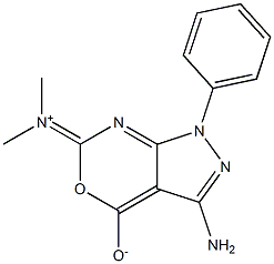 [1,6-Dihydro-3-amino-1-phenyl-6-(dimethyliminio)pyrazolo[3,4-d][1,3]oxazine]-4-olate Struktur