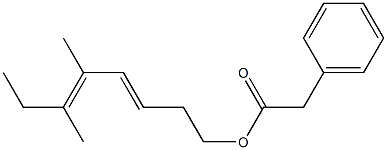 Phenylacetic acid 5,6-dimethyl-3,5-octadienyl ester Struktur