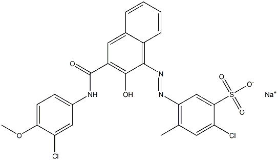 2-Chloro-4-methyl-5-[[3-[[(3-chloro-4-methoxyphenyl)amino]carbonyl]-2-hydroxy-1-naphtyl]azo]benzenesulfonic acid sodium salt Struktur