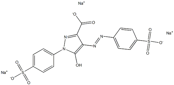 1-(4-Sulfophenyl)-4-(4-sulfophenylazo)-5-hydroxy-1H-pyrazole-3-carboxylic acid trisodium salt Struktur