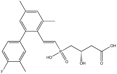 (3S)-3-Hydroxy-4-[hydroxy[(E)-2-[2-(4-fluoro-3-methylphenyl)-4,6-dimethylphenyl]ethenyl]phosphinyl]butyric acid Struktur