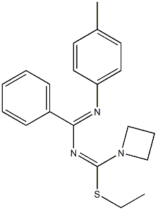 4-(1-Azetidinyl)-4-ethylthio-1-(4-methylphenyl)-2-phenyl-1,3-diaza-1,3-butadiene Struktur