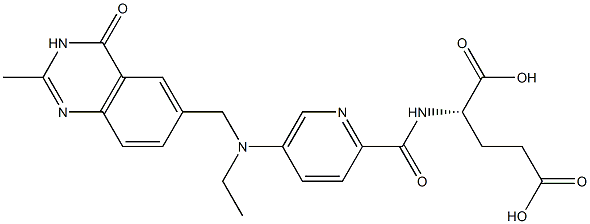 (2S)-2-[5-[N-Ethyl-N-[[(3,4-dihydro-2-methyl-4-oxoquinazolin)-6-yl]methyl]amino]-2-pyridinylcarbonylamino]glutaric acid Struktur