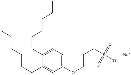 3-(3,4-Dihexylphenoxy)propane-1-sulfonic acid sodium salt Struktur