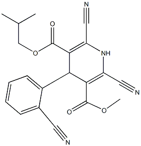 4-(2-Cyanophenyl)-2-cyano-6-cyano-1,4-dihydropyridine-3,5-dicarboxylic acid 3-methyl 5-isobutyl ester Struktur