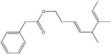 Phenylacetic acid 5,6-dimethyl-3,6-octadienyl ester Struktur