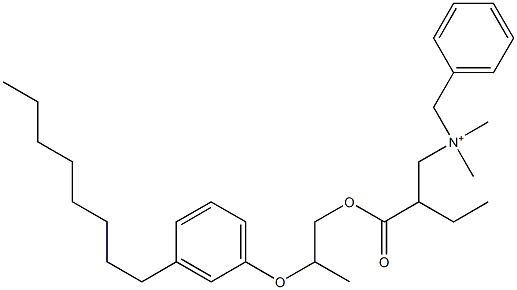 N,N-Dimethyl-N-benzyl-N-[2-[[2-(3-octylphenyloxy)propyl]oxycarbonyl]butyl]aminium Struktur