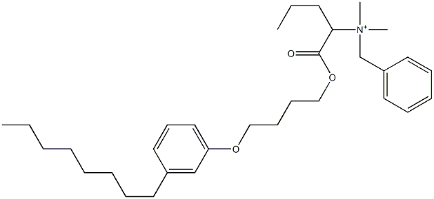 N,N-Dimethyl-N-benzyl-N-[1-[[4-(3-octylphenyloxy)butyl]oxycarbonyl]butyl]aminium Struktur