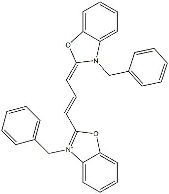 3-(Phenylmethyl)-2-[3-[3-(phenylmethyl)benzoxazol-2(3H)-ylidene]-1-propenyl]benzoxazolium Struktur