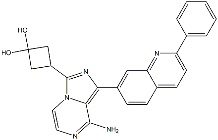 3-(8-amino-1-(2-phenylquinolin-7-yl)imidazo[1,5-a]pyrazin-3-yl)cyclobutane-1,1-diol Struktur