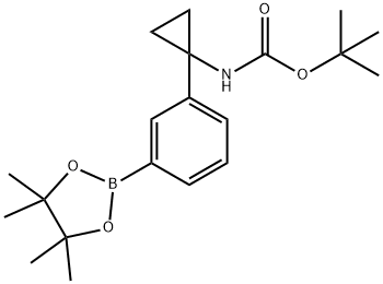 tert-butyl (1-(3-(4,4,5,5-tetramethyl-1,3,2-dioxaborolan-2-yl)phenyl)cyclopropyl)carbamate Struktur