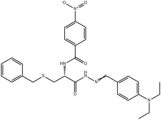 N-(1-[(benzylsulfanyl)methyl]-2-{2-[4-(diethylamino)benzylidene]hydrazino}-2-oxoethyl)-4-nitrobenzamide Struktur