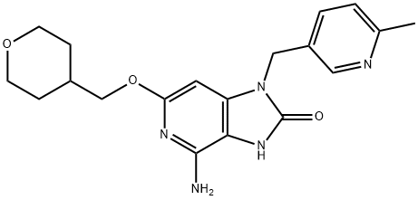 4-Amino-1,3-dihydro-1-[(6-methyl-3-pyridinyl) methyl]-6-[(tetrahydro-2H-pyran-4-yl)methoxy]-2H-imidazo[4,5-c]-pyridin-2-one Struktur