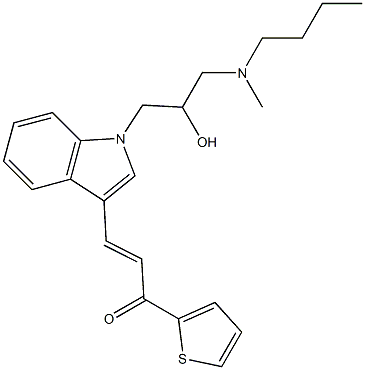 3-(1-{3-[butyl(methyl)amino]-2-hydroxypropyl}-1H-indol-3-yl)-1-(2-thienyl)-2-propen-1-one Struktur