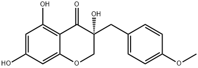 4H-1-Benzopyran-4-one, 2,3-dihydro-3,5,7-trihydroxy-3-[(4-methoxyphenyl)methyl]-, (R)- Struktur