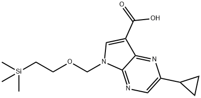 2-Cyclopropyl-5-[[2-(trimethylsilyl)ethoxy]methyl]-5H-pyrrolo[2,3-b]pyrazine-7-carboxylic acid Struktur