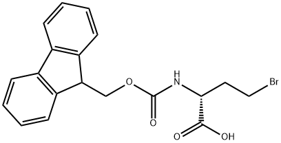 (R)-2-((((9H-fluoren-9-yl)methoxy)carbonyl)amino)-4-bromobutanoic acid Structure